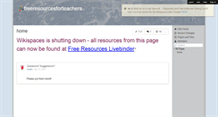 Desktop Screenshot of freeresourcesforteachers.wikispaces.com