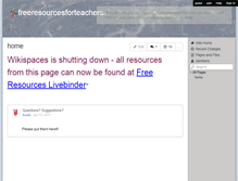 Tablet Screenshot of freeresourcesforteachers.wikispaces.com