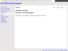 Tablet Screenshot of 2009researchpaper.wikispaces.com