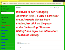 Tablet Screenshot of changingaustralia.wikispaces.com