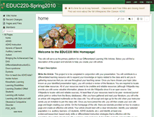 Tablet Screenshot of educ220-spring2010.wikispaces.com